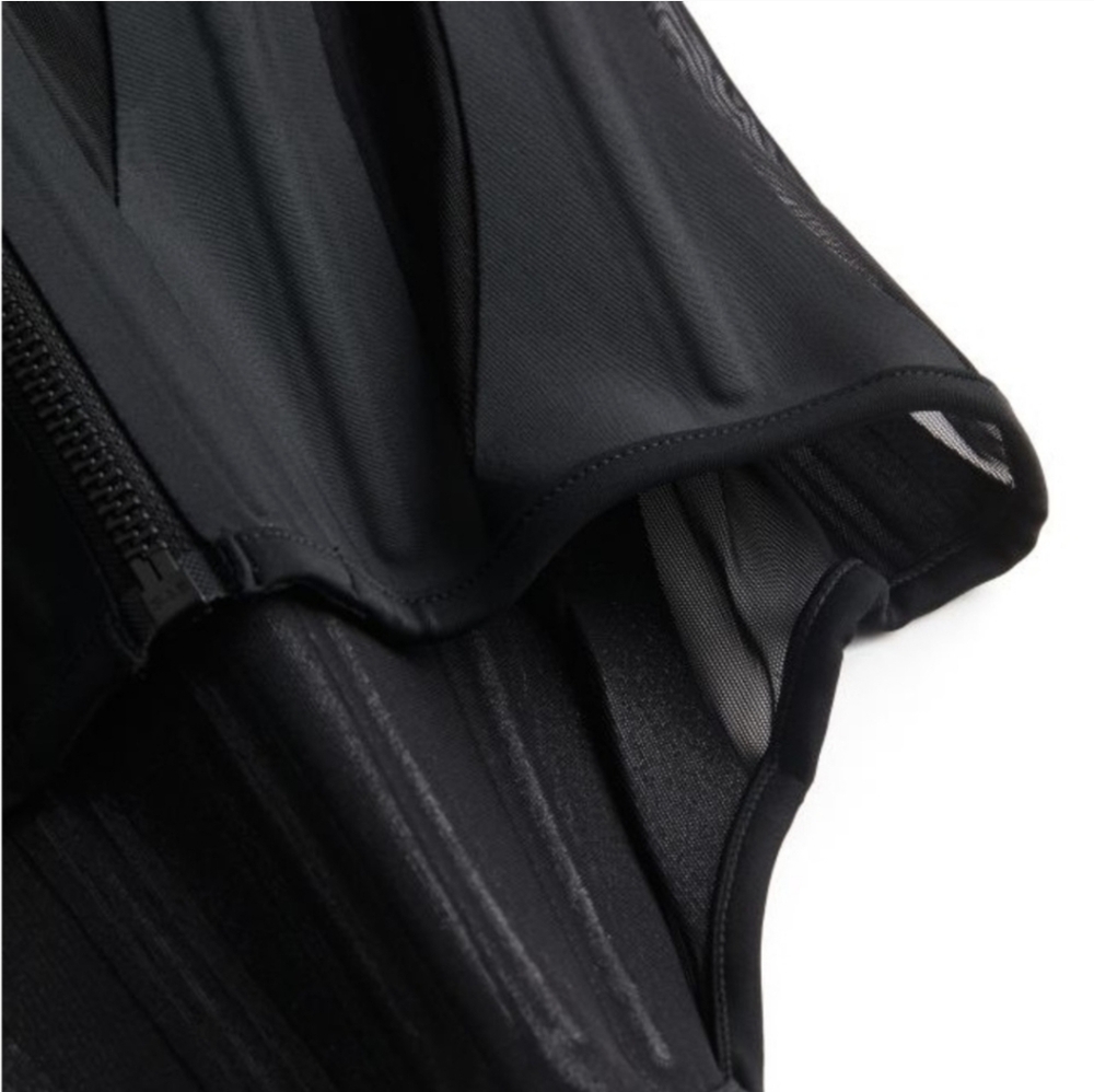 NWT Mugler x HM Mesh-paneled Corset Top black, sz XS Limited Edition H&M - Picture 4 of 7
